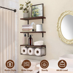 2 In 1 Floating Shelves Wall Mounted Wall Decor Plants