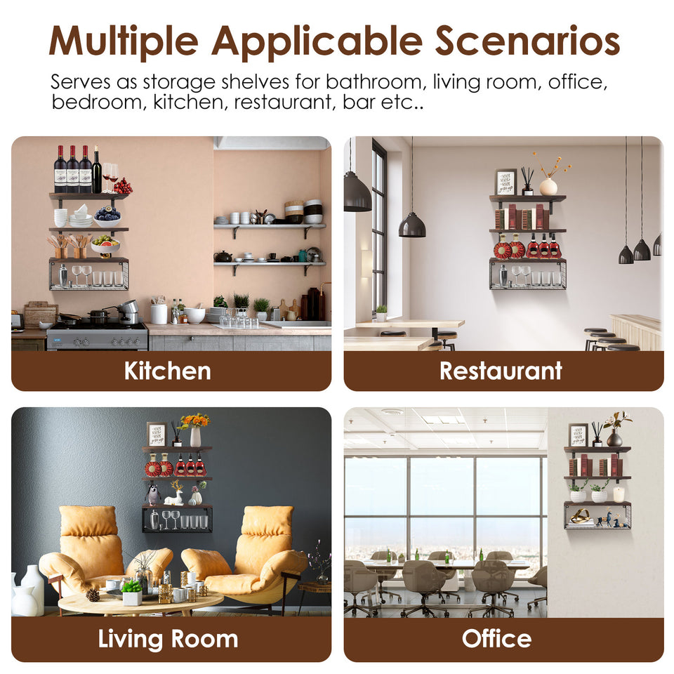 2 In 1 Floating Shelves Wall Mounted Wall Decor Plants